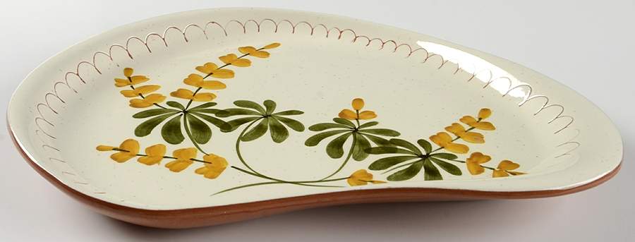 Golden Blossom (Brown Trim, Yellow Band) 13" Oval Serving Platter by Stangl-1