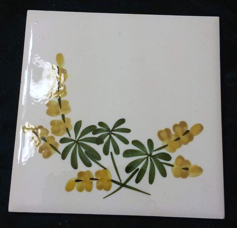 Golden Blossom (Brown Trim, Yellow Band) Tea Tile by Stangl-1