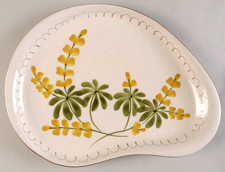 Golden Blossom (Yellow Band) 13" Oval Serving Platter by Stangl-1