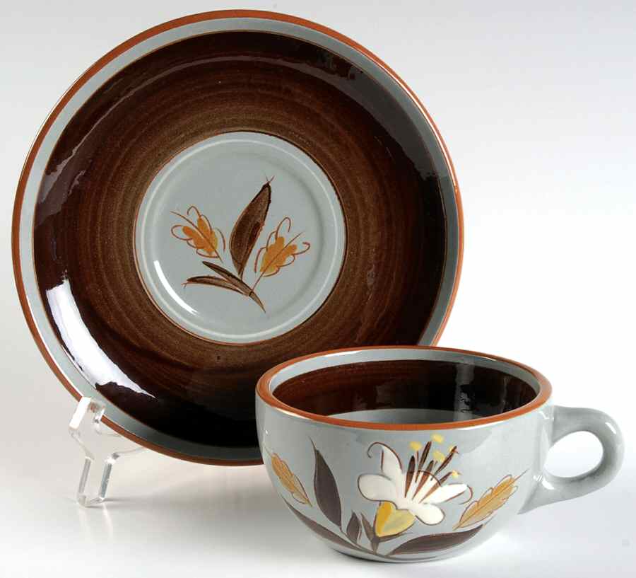 Golden Harvest Flat Cup & Saucer Set by Stangl-1