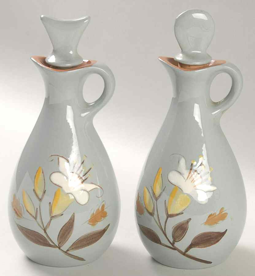 Golden Harvest Vinegar and Oil Set with "V" and "O" Stoppers by Stangl-1
