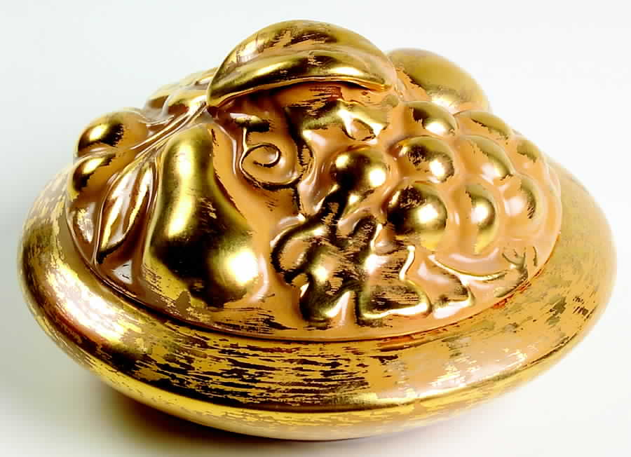 Granada Gold (Gold on Tan Body) Candy Box & Lid by Stangl-1