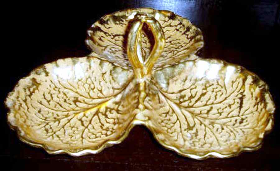 Granada Gold (Gold on Tan Body) 3-Part Relish by Stangl-1