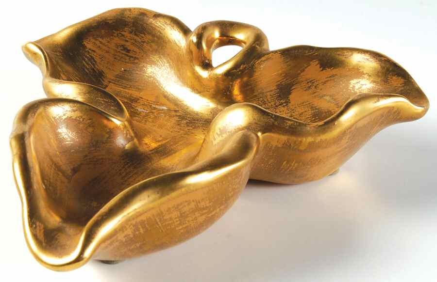 Granada Gold (Gold on Tan Body) 8" Leaf Dish by Stangl-1