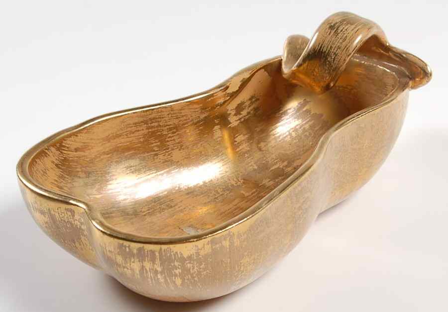 Granada Gold (Gold on Tan Body) Pear Shaped Bowl by Stangl-1