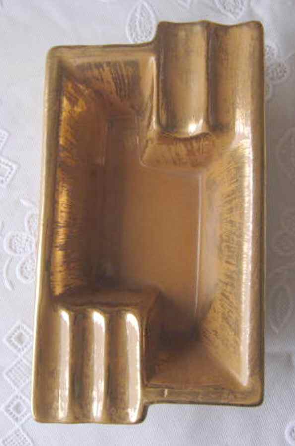 Granada Gold (Gold on Tan Body) 5" Rectangular Ashtray by Stangl-1
