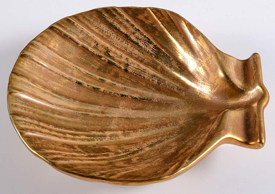 Granada Gold (Gold on Tan Body) 8" Shell Shaped Dish by Stangl-1