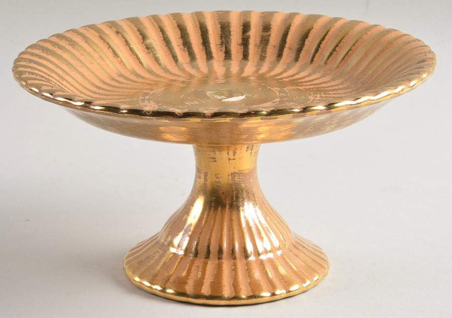 Granada Gold (Gold on Tan Body) Round Compote (Height X Width) by Stangl-1