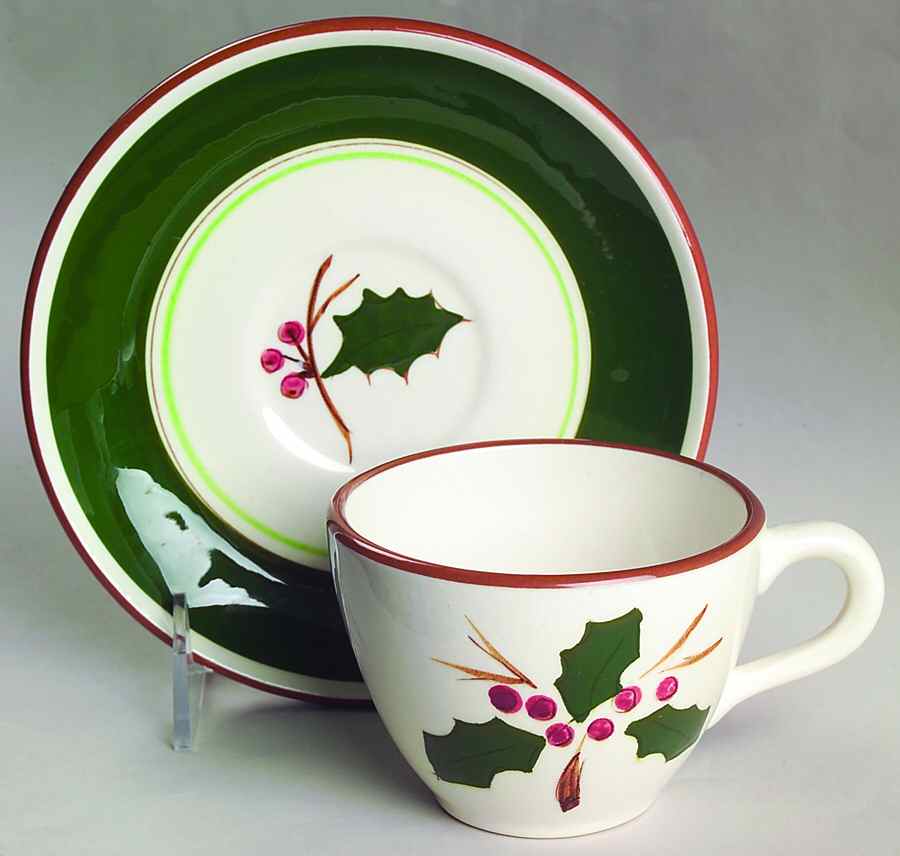 Holly Flat Cup & Saucer Set by Stangl-1