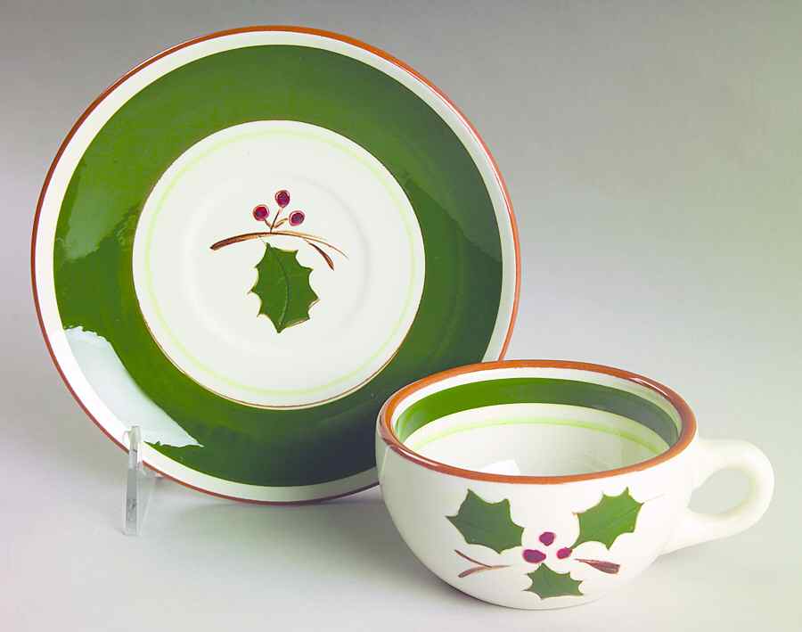 Holly Flat Cup & Saucer Set by Stangl-1