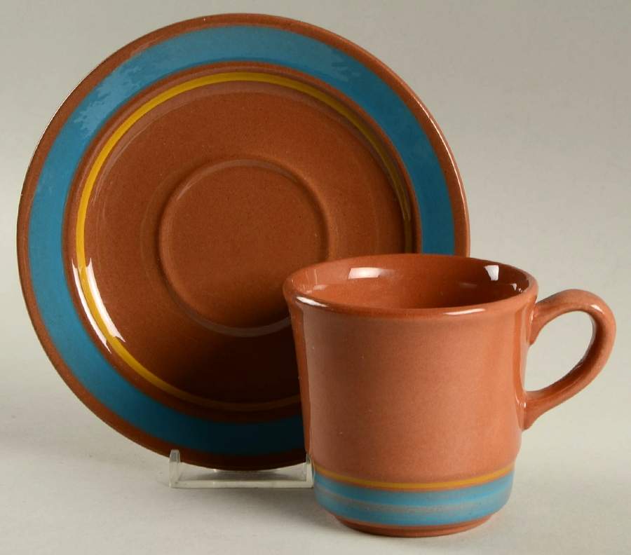 Morning Blue Flat Cup & Saucer Set by Stangl-1