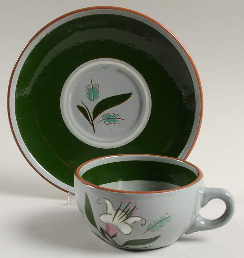 Pink Lily Flat Cup & Saucer Set by Stangl-1