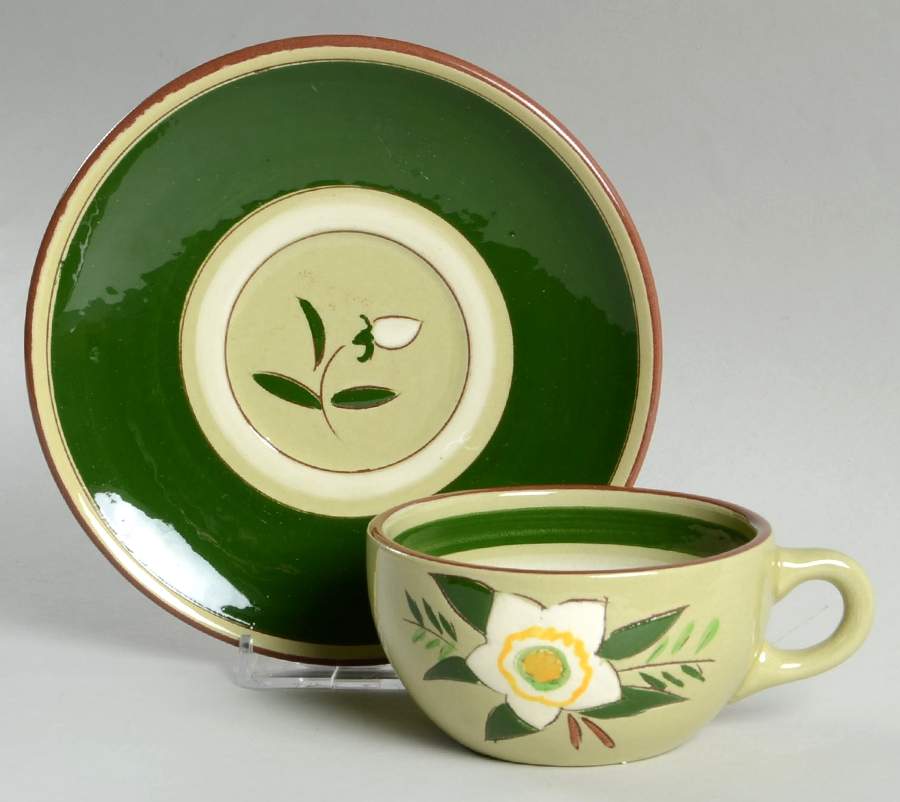 Star Flower Flat Cup & Saucer Set by Stangl-1