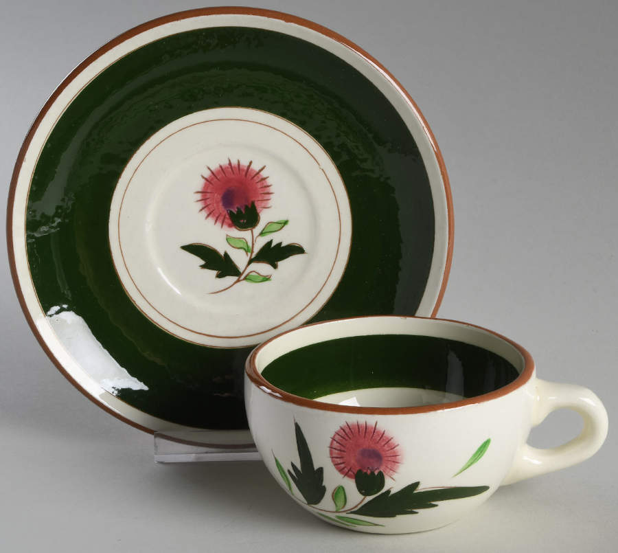 Thistle (Pink Thistle) Flat Cup & Saucer Set by Stangl-1