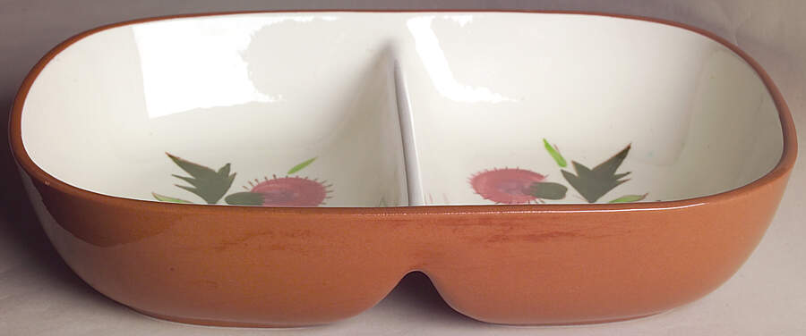 Thistle (Pink Thistle) Rectangular Divided Vegetable Bowl by Stangl-1