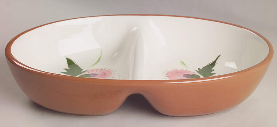 Thistle (Pink Thistle) 10" Oval Divided Vegetable Bowl by Stangl-1