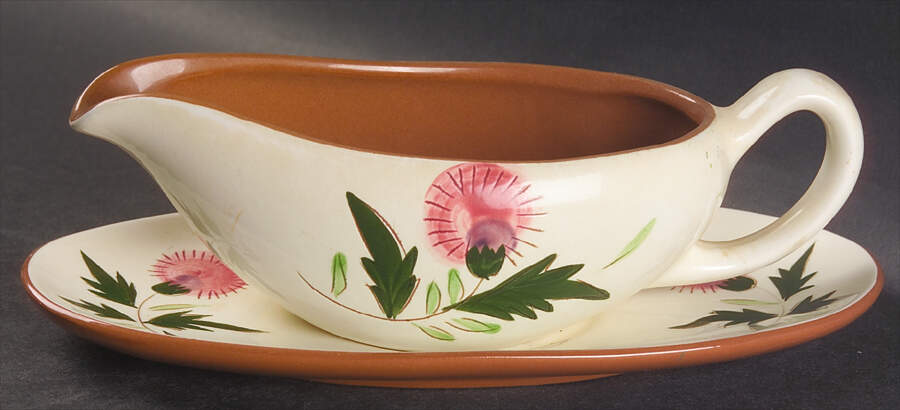 Thistle (Pink Thistle) Gravy Boat & Underplate by Stangl-1