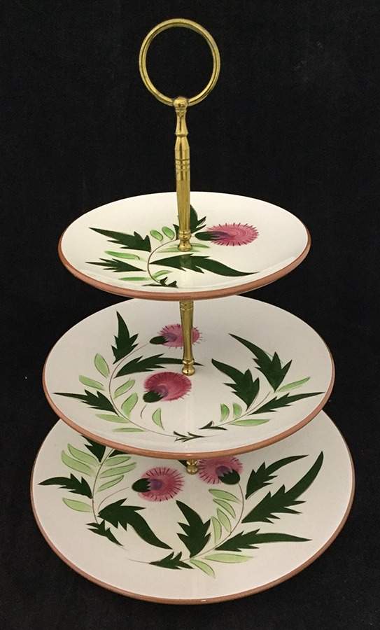 Thistle (Pink Thistle) 3-Tiered Serving Tray (DP, SP, BB) by Stangl-1