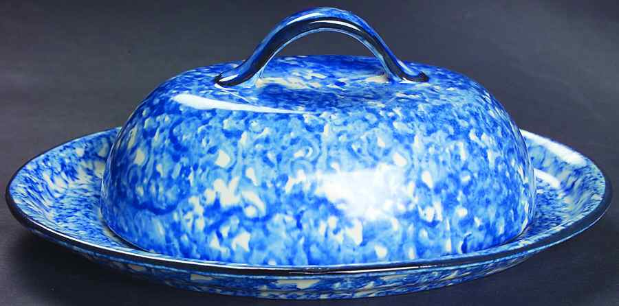 Town & Country Blue Oval Covered Butter by Stangl-1