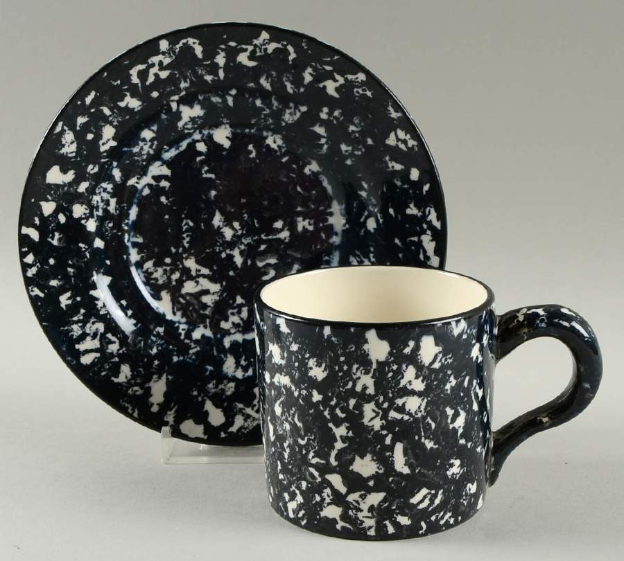Town & Country Black Flat Cup & Saucer Set by Stangl-1