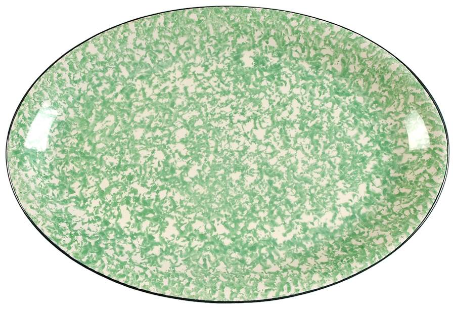 Town & Country Green 15" Oval Serving Platter by Stangl-1