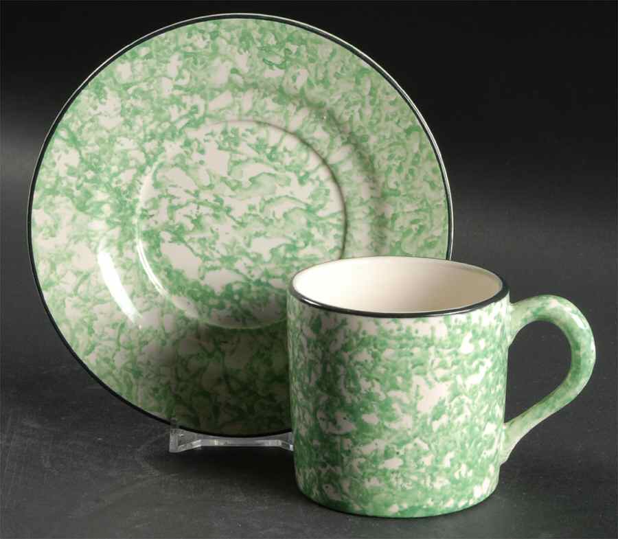 Town & Country Green Flat Cup & Saucer Set by Stangl-1