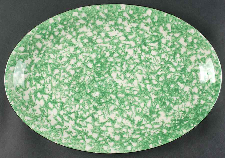 Town & Country Green 14" Oval Serving Platter by Stangl-1