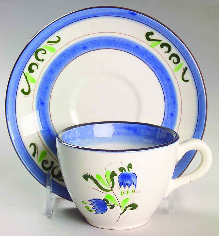 Tulip Blue Flat Cup & Saucer Set by Stangl-1