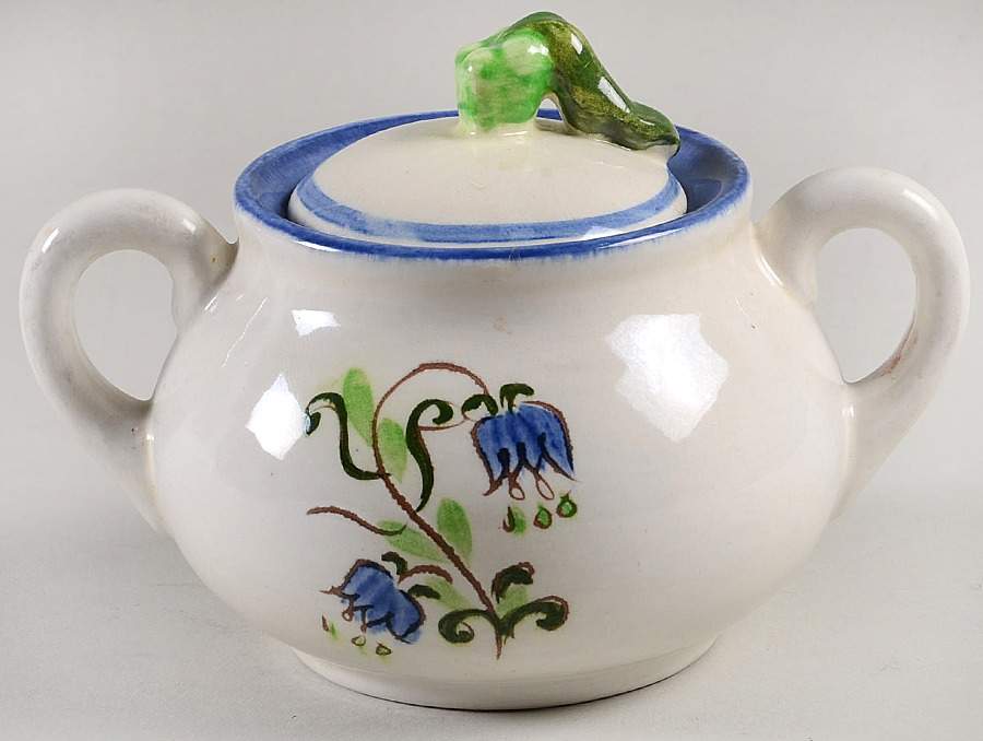 Tulip Blue Sugar Bowl & Lid by Stangl-1
