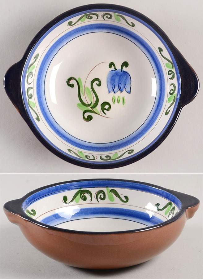 Tulip Blue Lugged Soup Bowl by Stangl-1