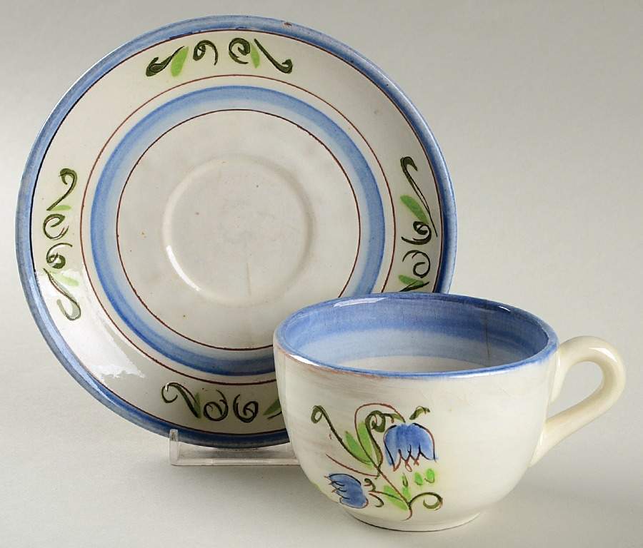 Tulip Blue Flat Cup & Saucer Set by Stangl-1