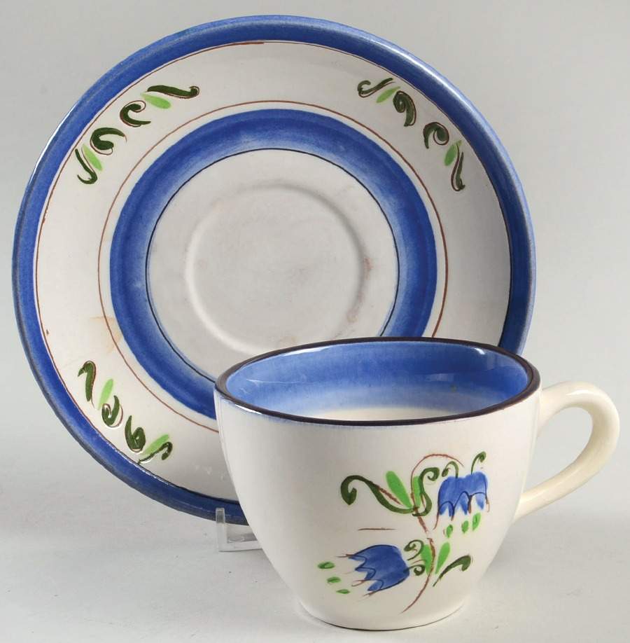 Tulip Blue Flat Cup & Saucer Set by Stangl-1
