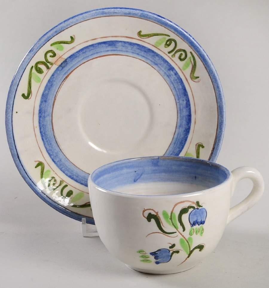 Tulip Blue (Terra Rose Line) Flat Cup & Saucer Set by Stangl-1