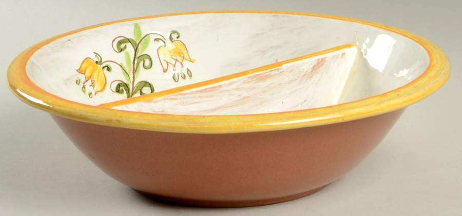 Tulip Yellow (Terra Rose Line) Round Divided Vegetable Bowl by Stangl-1