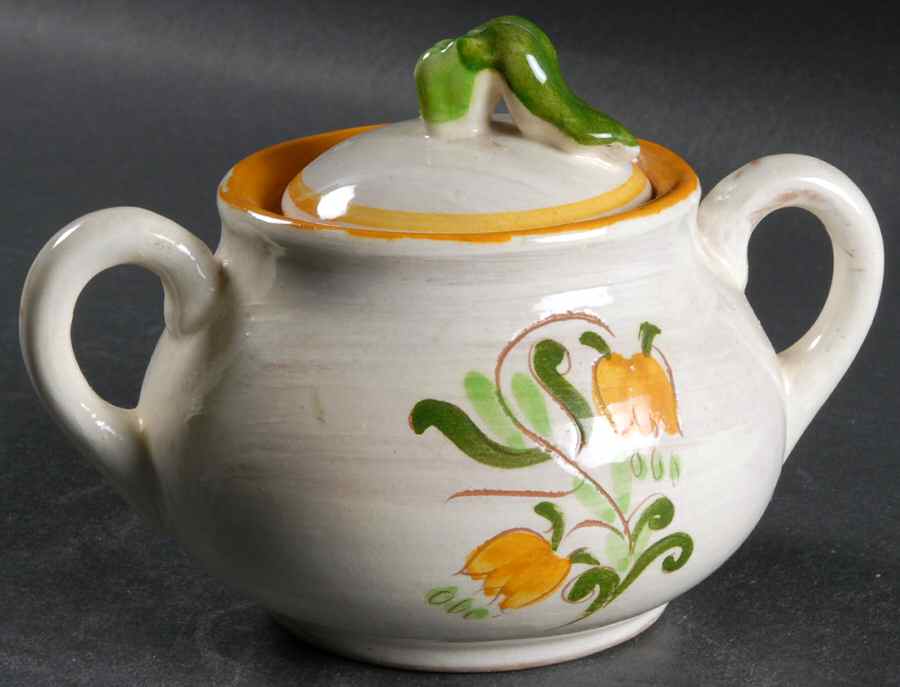 Tulip Yellow (Terra Rose Line) Sugar Bowl & Lid by Stangl-1