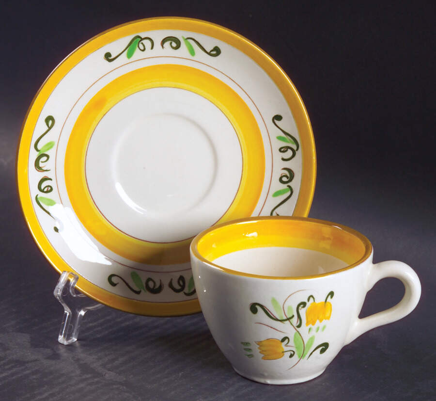Tulip Yellow (Not Terra Rose Line) Flat Cup & Saucer Set by Stangl-1