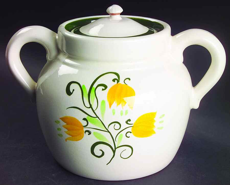 Tulip Yellow (Not Terra Rose Line) Bean Pot & Lid by Stangl-1