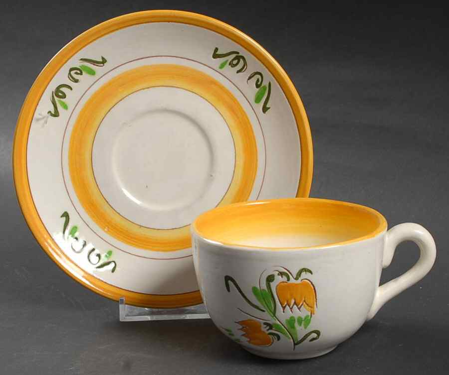 Tulip Yellow (Not Terra Rose Line) Flat Cup & Saucer Set by Stangl-1