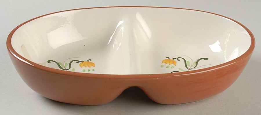 Tulip Yellow (Not Terra Rose Line) 10" Oval Divided Vegetable Bowl by Stangl-1