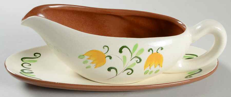 Tulip Yellow (Not Terra Rose Line) Gravy Boat & Underplate by Stangl-1