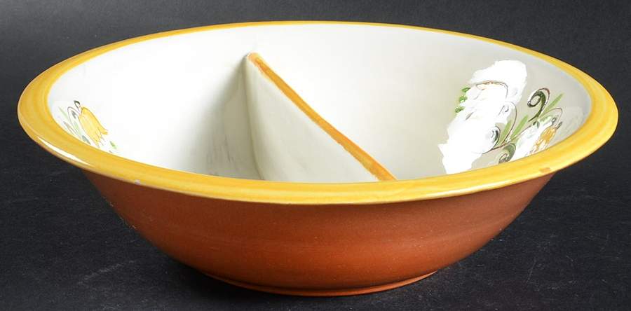Tulip Yellow (Not Terra Rose Line) 10" Round Divided Vegetable Bowl by Stangl-1