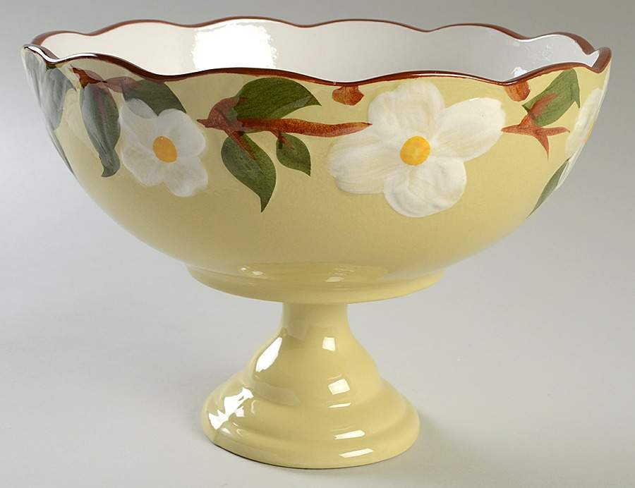 White Dogwood Round Compote (Height X Width) by Stangl-1