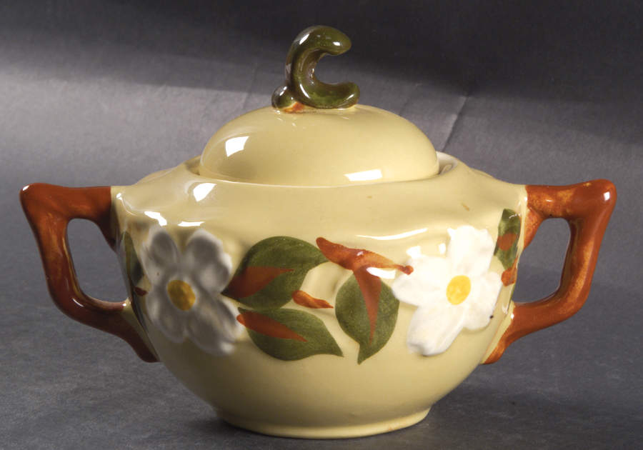 White Dogwood Sugar Bowl & Lid by Stangl-1