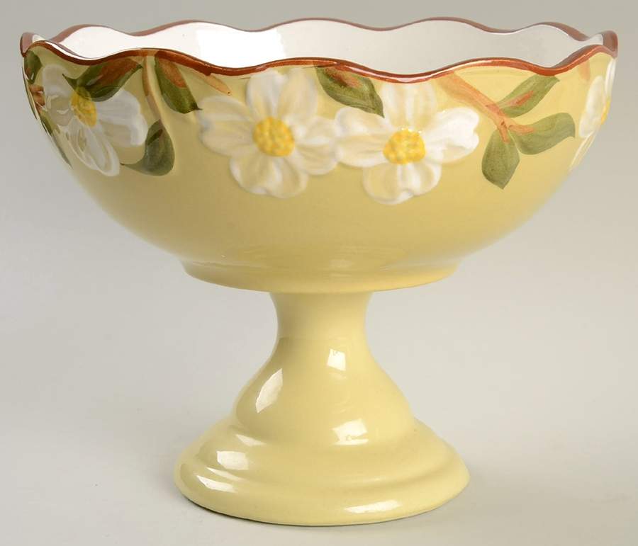 White Dogwood Round Compote (Height X Width) by Stangl-1