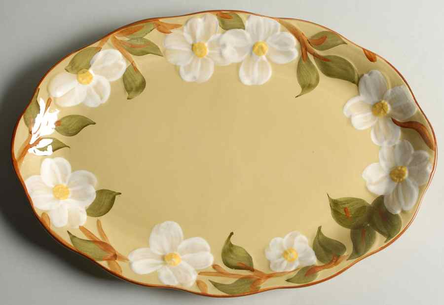 White Dogwood 14" Oval Serving Platter by Stangl-1