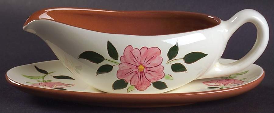 Wild Rose Gravy Boat & Underplate by Stangl-1