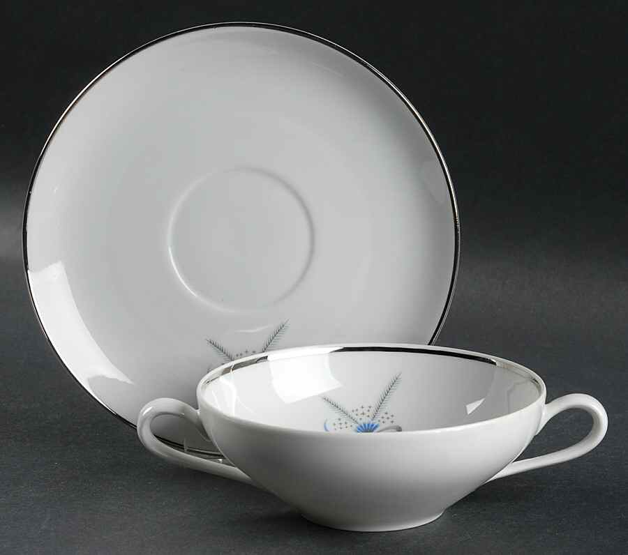 Harvest Stars Blue Flat Cream Soup Bowl & Saucer Set by Stonegate-1