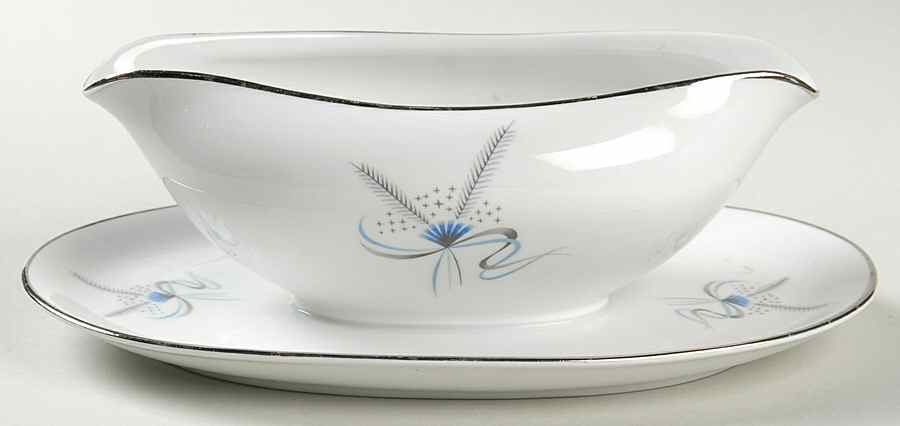 Harvest Stars Blue Gravy Boat with Attached Underplate by Stonegate-1