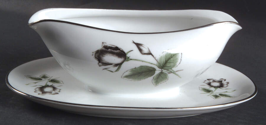 Midnight Rose Gravy Boat with Attached Underplate by Stonegate-1