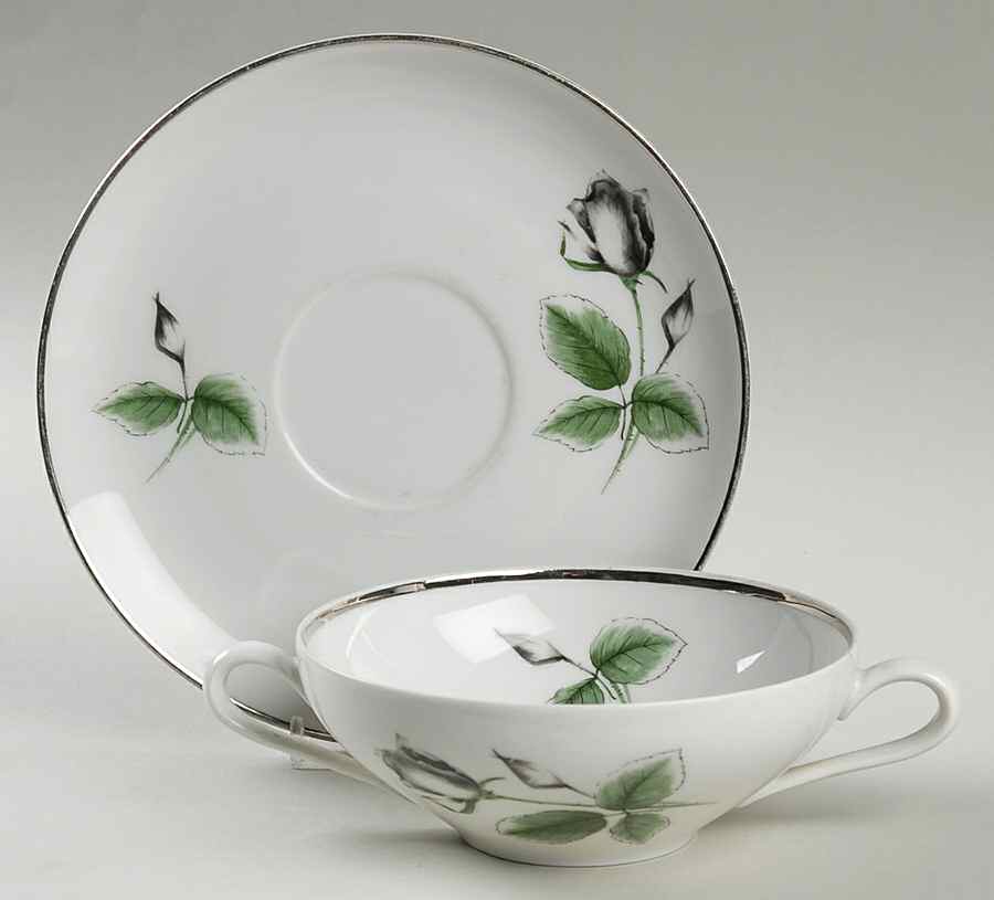 Midnight Rose Flat Cream Soup Bowl & Saucer Set by Stonegate-1